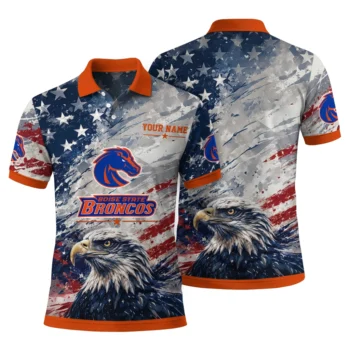 Boise State Broncos Polo Shirt Custom Star Brushstrokes Orange Blue Fashion Forward