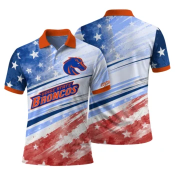 Boise State Broncos Polo Shirt Custom Star Stripes Red Blue Fashion Forward