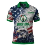 Boston Celtics Polo Shirt - Custom Star Brushstrokes Green Blue