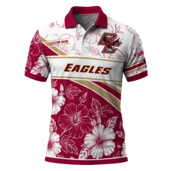 Boston College Eagles Polo Shirt Personalized Floral Angles Maroon White Best Selling