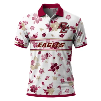 Boston College Eagles Polo Shirt Personalized Floral Pinstripe Maroon White Best Selling