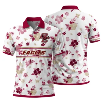 Boston College Eagles Polo Shirt Personalized Floral Pinstripe Maroon White Fashion Forward