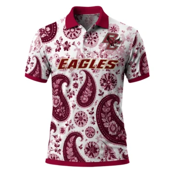 Boston College Eagles Polo Shirt Personalized Paisley Florals Maroon White Best Selling