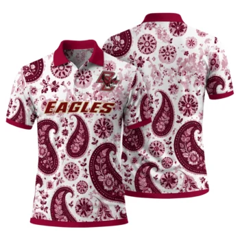 Boston College Eagles Polo Shirt Personalized Paisley Florals Maroon White Fashion Forward