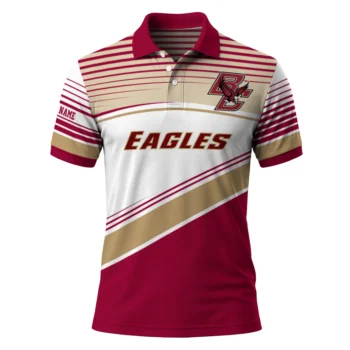 Boston College Eagles Polo Shirt Personalized Slanted Stripes Maroon White Best Selling