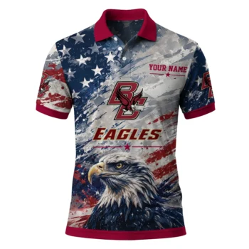 Boston College Eagles Polo Shirt Personalized Star Brushstrokes Maroon Blue Best Selling