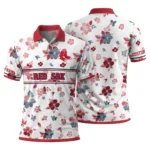 Boston Red Sox Polo Shirt Personalized Floral Pinstripe Red White Best Selling