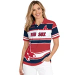 Boston Red Sox Polo Shirt Personalized Horizontal Blocks Red Best Selling