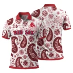 Boston Red Sox Polo Shirt Personalized Paisley Florals Red White Best Selling