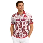 Boston Red Sox Polo Shirt Personalized Paisley Florals Red White Best Selling