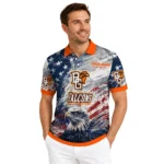 Bowling Green Falcons Polo Shirt Custom Star Brushstrokes Orange Blue Best Selling