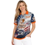 Bowling Green Falcons Polo Shirt Custom Star Brushstrokes Orange Blue Best Selling