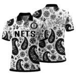 brooklyn-nets-polo-shirt-customized-paisley-florals-black-white-best-selling.webp