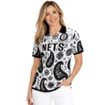 brooklyn-nets-polo-shirt-customized-paisley-florals-black-white-best-selling.webp