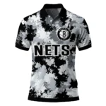 Brooklyn Nets Polo Shirt - Customized Pixel Camo Black
