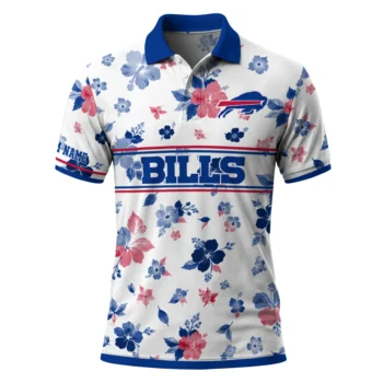 Buffalo Bills Polo Shirt Custom Floral Pinstripe Blue White Best Selling