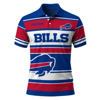 Buffalo Bills Polo Shirt Customized Horizontal Blocks Blue Best Selling