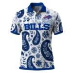 Buffalo Bills Polo Shirt Customized Paisley Florals Blue White Best Selling