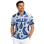 Buffalo Bills Polo Shirt Customized Paisley Florals Blue White Best Selling