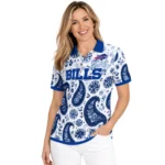 Buffalo Bills Polo Shirt Customized Paisley Florals Blue White Best Selling