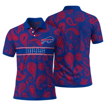 Buffalo Bills Polo Shirt Personalized Paisley Band Blue Fashion Forward
