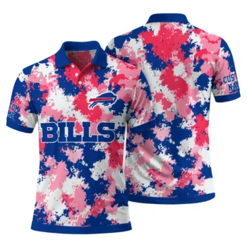 Buffalo Bills Polo Shirt Personalized Pixel Camo Blue Fashion Forward