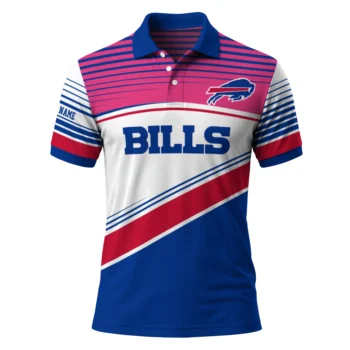 Buffalo Bills Polo Shirt Personalized Slanted Stripes Blue White Best Selling
