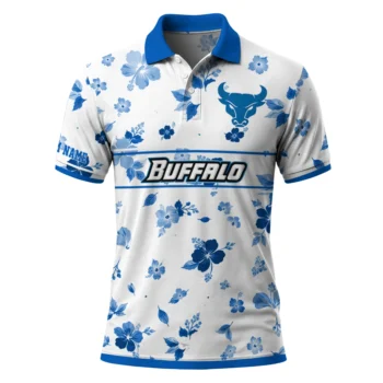Buffalo Bulls Polo Shirt Personalized Floral Pinstripe Royal Blue White Best Selling