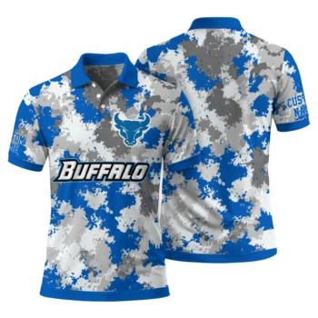 Buffalo Bulls Polo Shirt Personalized Pixel Camo Royal Blue Fashion Forward