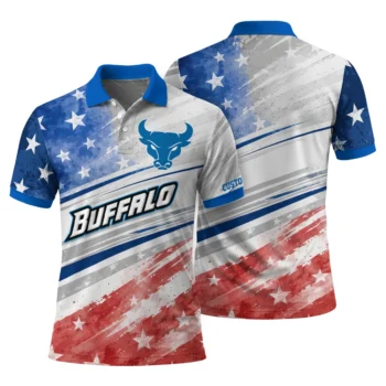 Buffalo Bulls Polo Shirt Personalized Star Stripes Red Blue Fashion Forward
