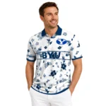 Byu Cougars Polo Shirt Customized Floral Pinstripe Blue White Best Selling