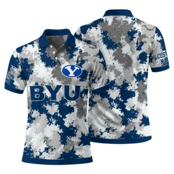 Byu Cougars Polo Shirt Customized Pixel Camo Blue Fashion Forward