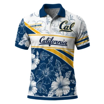 California Golden Bears Polo Shirt Personalized Floral Angles Blue White Best Selling