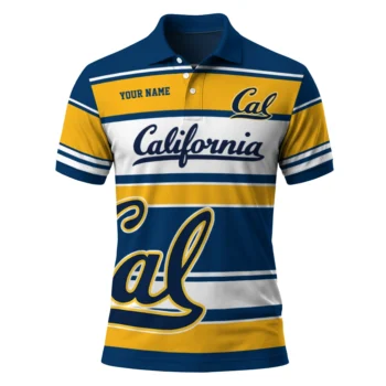 California Golden Bears Polo Shirt Personalized Horizontal Blocks Blue Best Selling