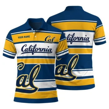 California Golden Bears Polo Shirt Personalized Horizontal Blocks Blue Fashion Forward