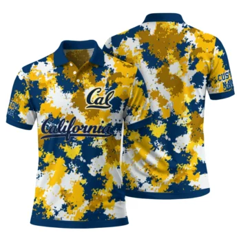 California Golden Bears Polo Shirt Personalized Pixel Camo Blue Fashion Forward
