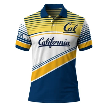 California Golden Bears Polo Shirt Personalized Slanted Stripes Blue White Best Selling