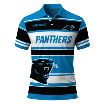Carolina Panthers Polo Shirt Personalized Horizontal Blocks Blue Best Selling