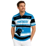 Carolina Panthers Polo Shirt Personalized Horizontal Blocks Blue Best Selling