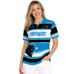 Carolina Panthers Polo Shirt Personalized Horizontal Blocks Blue Best Selling