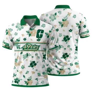 Charlotte 49ers Polo Shirt Custom Floral Pinstripe Green White Fashion Forward