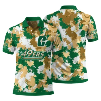 Charlotte 49ers Polo Shirt Custom Pixel Camo Green Fashion Forward