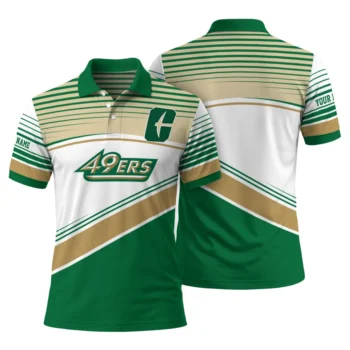 Charlotte 49ers Polo Shirt Custom Slanted Stripes Green White Fashion Forward