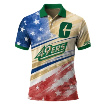 Charlotte 49ers Polo Shirt Custom Star Stripes Red Blue Best Selling