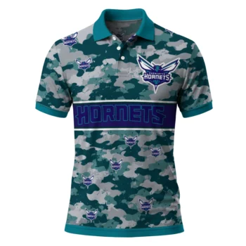 Charlotte Hornets Polo Shirt - Personalized Camo Band Teal