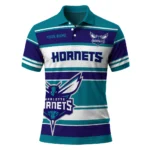 Charlotte Hornets Polo Shirt - Personalized Horizontal Blocks Teal