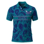 Charlotte Hornets Polo Shirt - Personalized Paisley Band Teal