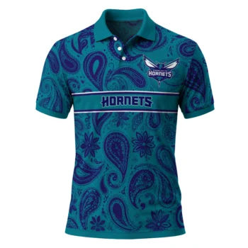 Charlotte Hornets Polo Shirt - Personalized Paisley Band Teal