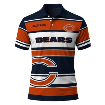 Chicago Bears Polo Shirt Custom Horizontal Blocks Blue Best Selling