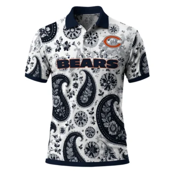 Chicago Bears Polo Shirt Custom Paisley Florals Blue White Best Selling